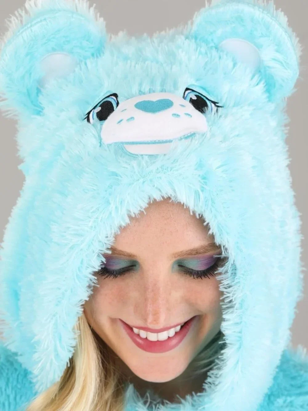 Cozy Bedtime Bear Adult Halloween Costume | 80s TV Show Mascot Jumpsuit